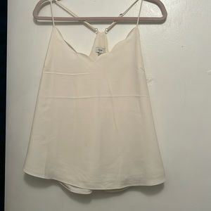 J. Crew Favtory scalloped razor back cami in marine salt (cream). Size 14
